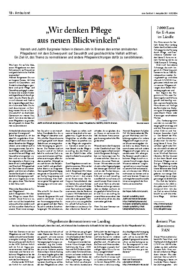Vorschauseite 1: „Wir denken Pflege aus neuen Blickwinkeln“