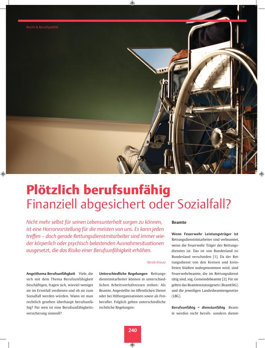 Vorschauseite 1: Plötzlich berufsunfähig ? Finanziell abgesichert oder Sozialfall?