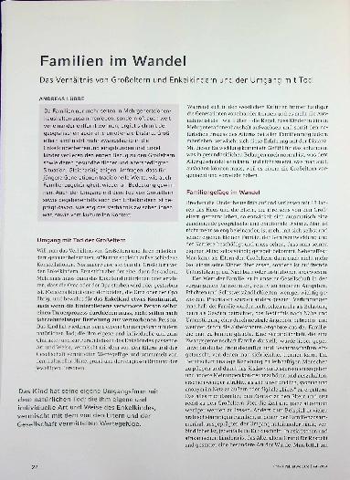 Vorschauseite 1: Familien im Wandel: Das Verhältnis von Großeltern und Enkelkindern und der Umgang mit Tod