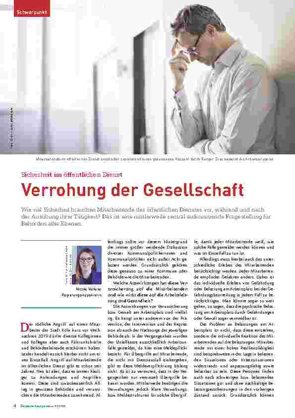 Vorschauseite 1: Sicherheit im öffentlichen Dienst: Verrohung der Gesellschaft