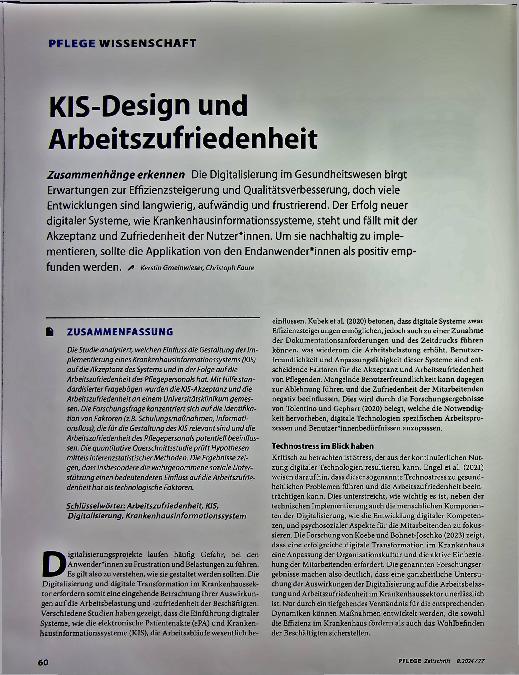 Vorschauseite 1: KIS-Design und Arbeitszufriedenheit