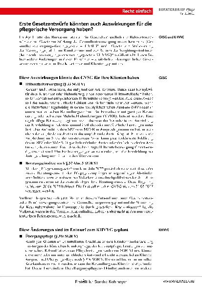 Vorschauseite 2: Beraterbrief Pflege 10-2024