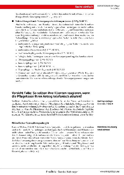 Vorschauseite 3: Beraterbrief Pflege 10-2024