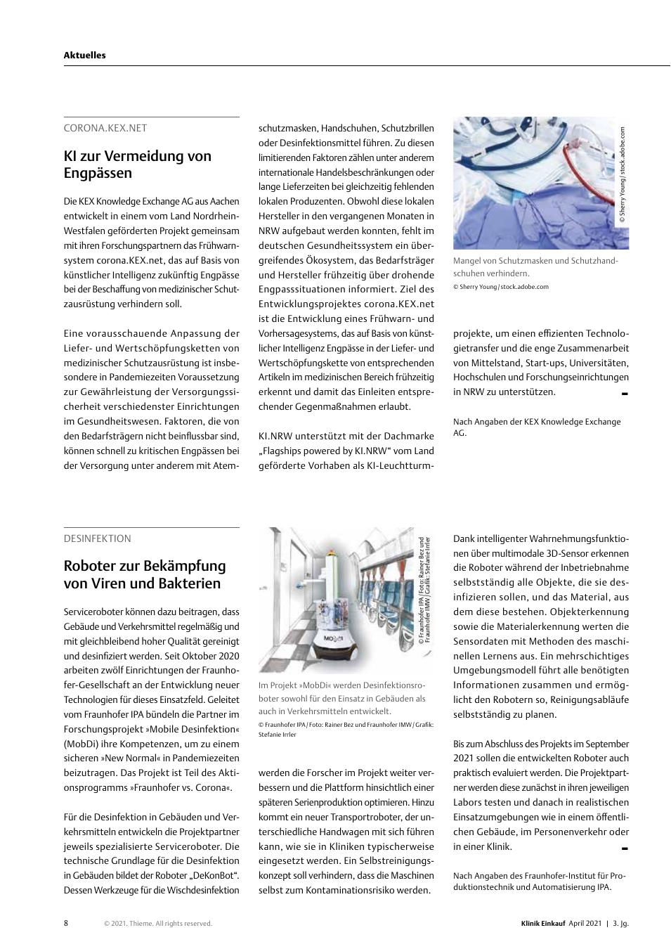Vorschauseite 1: Desinfektion: Roboter zur Bekämpfung von Viren und Bakterien