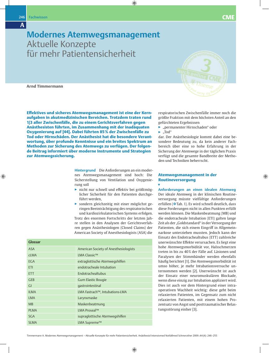 Vorschauseite 1: Modernes Atemwegsmanagement – Aktuelle Konzepte für mehr Patientensicherheit
