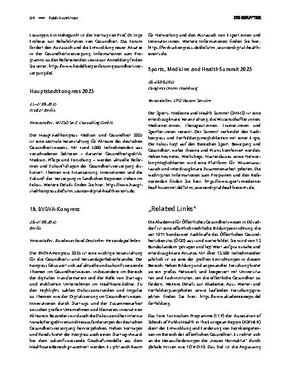 Vorschauseite 2: Public Health Infos „Tagungen“ 74. Wissenschaftlicher Kongress & 11. Bayerischer Kongress für den öffentlichen Gesundheitsdienst