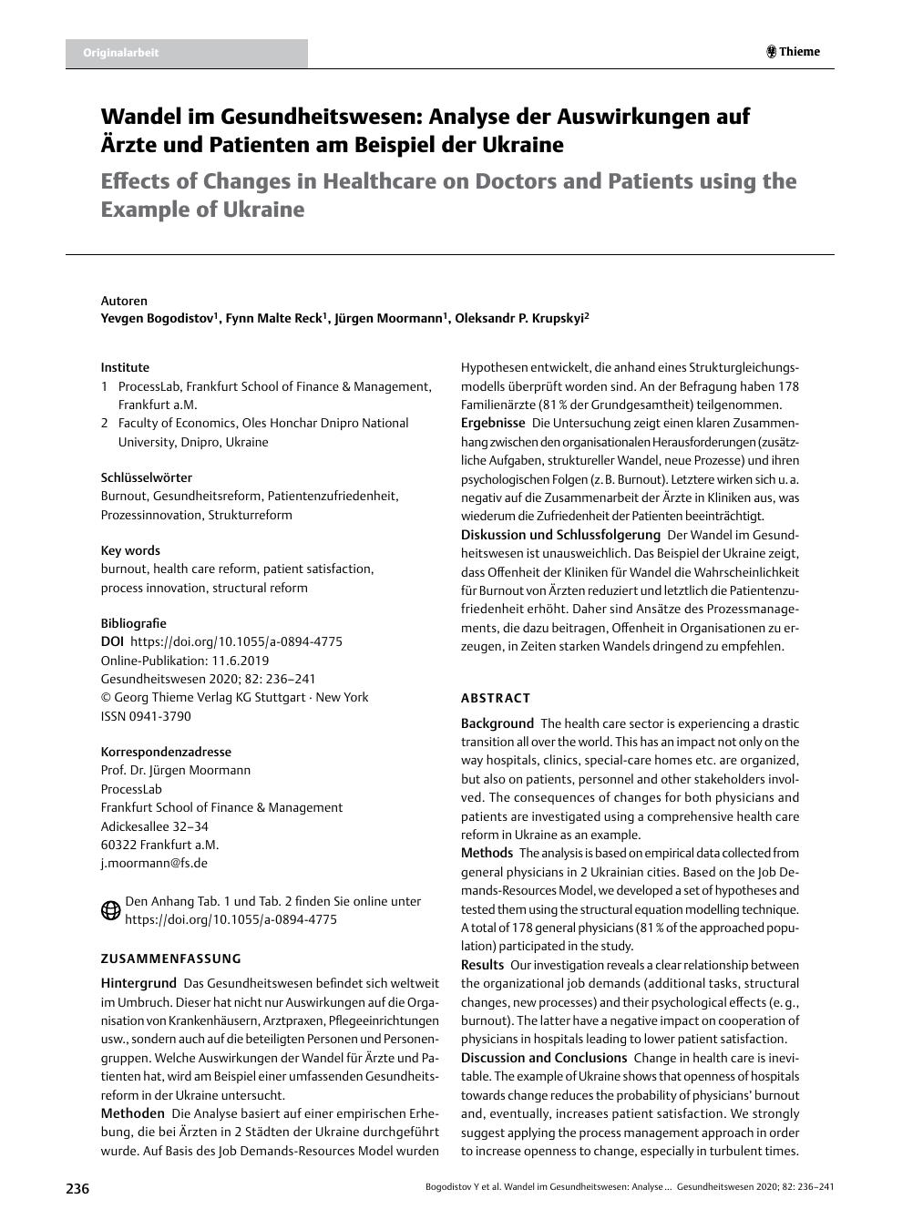 Vorschauseite 1: Wandel im Gesundheitswesen: Analyse der Auswirkungen auf Ärzte und Patienten am Beispiel der Ukraine