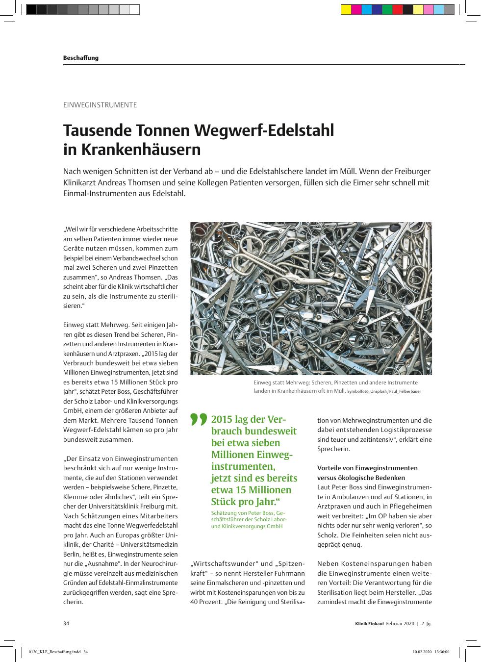Vorschauseite 1: Einweginstrumente: Tausende Tonnen Wegwerf-Edelstahl in Krankenhäusern