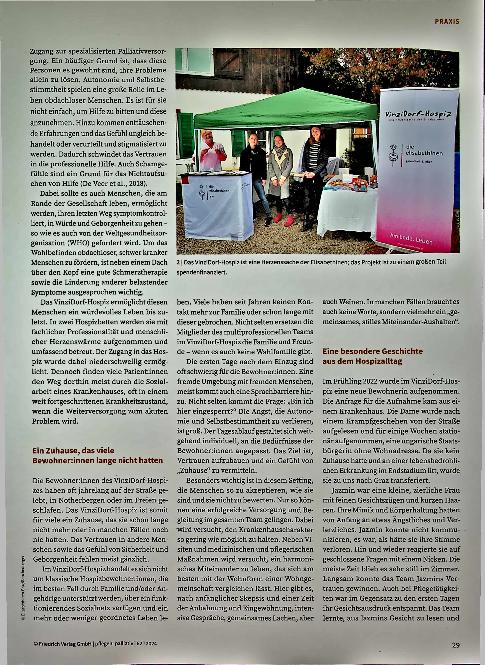 Vorschauseite 2: Ein Gefühl von „Zuhause“ vermitteln. Das VinziDorf-Hospiz in Graz für obdachlose Menschen in Österreich.