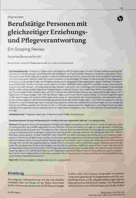 Vorschauseite 1: Berufstätige Personen mit gleichzeitiger Erziehungsund Pflegeverantwortung