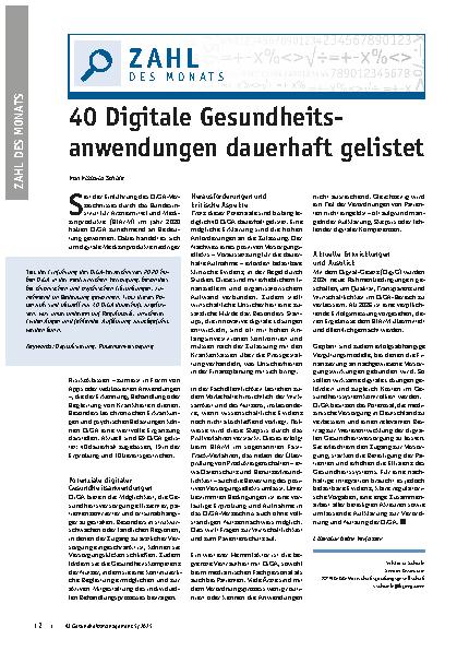 Vorschauseite 1: 40 Digitale Gesundheitsanwendungen dauerhaft gelistet