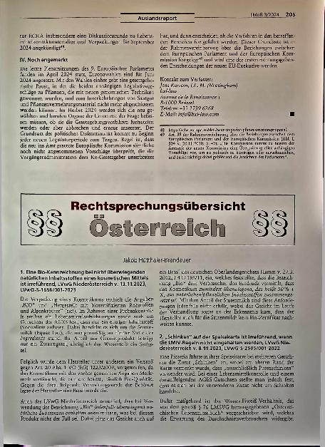 Vorschauseite 1: Rechtsprechungsübersicht Österreich