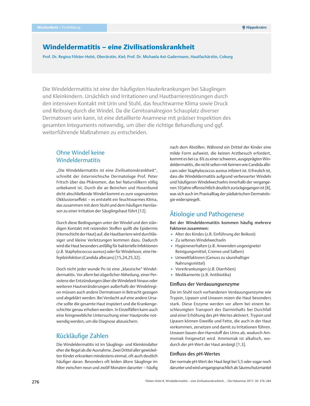 Vorschauseite 1: Windeldermatitis – eine Zivilisationskrankheit