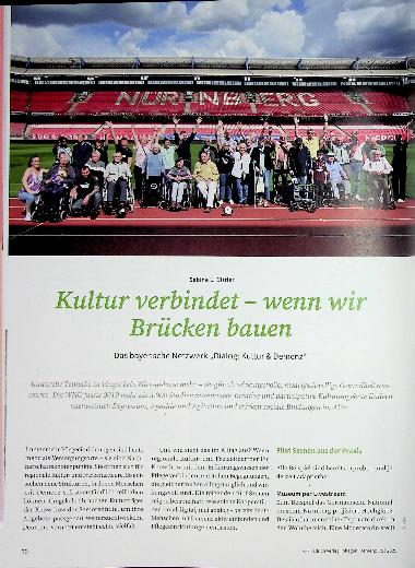 Vorschauseite 1: Kultur verbindet - wenn wir Brücken bauen Das bayerische Netzwerk „Dialog: Kultur & Demenz“