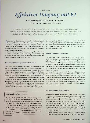 Vorschauseite 1: Effektiver Umgang mit KI-Systemen mit generativer künstlicher Intelligenz als Kompetenz im Gesundheitswesen.