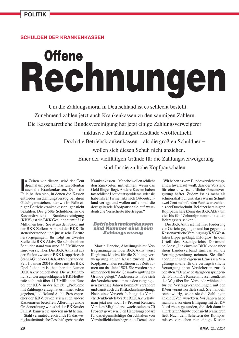Vorschauseite 1: Offene Rechnungen