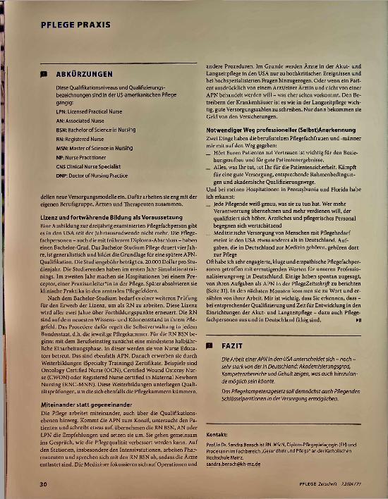 Vorschauseite 3: Schlüsselposition Advanced Practice Nurse