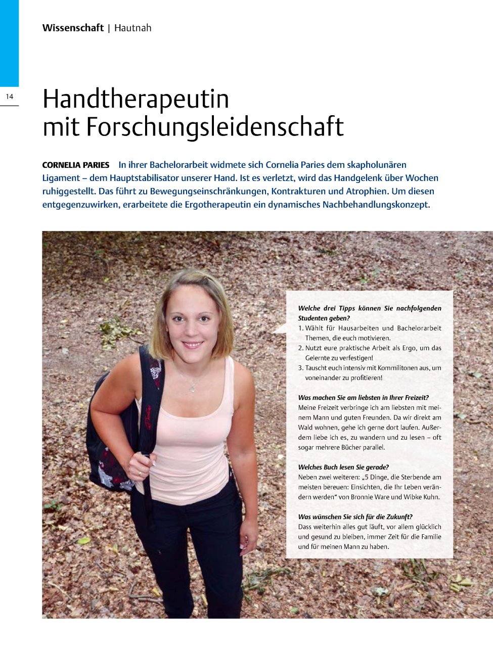 Vorschauseite 1: Handtherapeutin mit Forschungsleidenschaft ? Cornelia Paries