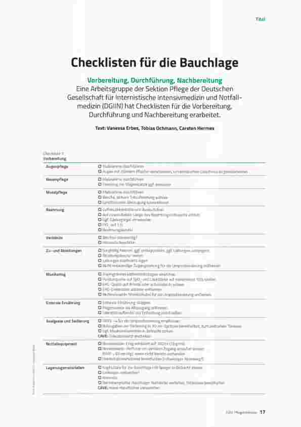 Vorschauseite 2: Checklisten für die Bauchlage