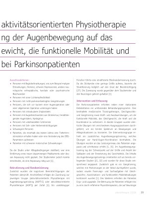 Vorschauseite 2: Auswirkungen einer aktivitätsorientierten Physiotherapie mit und ohne Training der Augenbewegung auf das dynamische Gleichgewicht, die funktionelle Mobilität und die Augenbewegung…