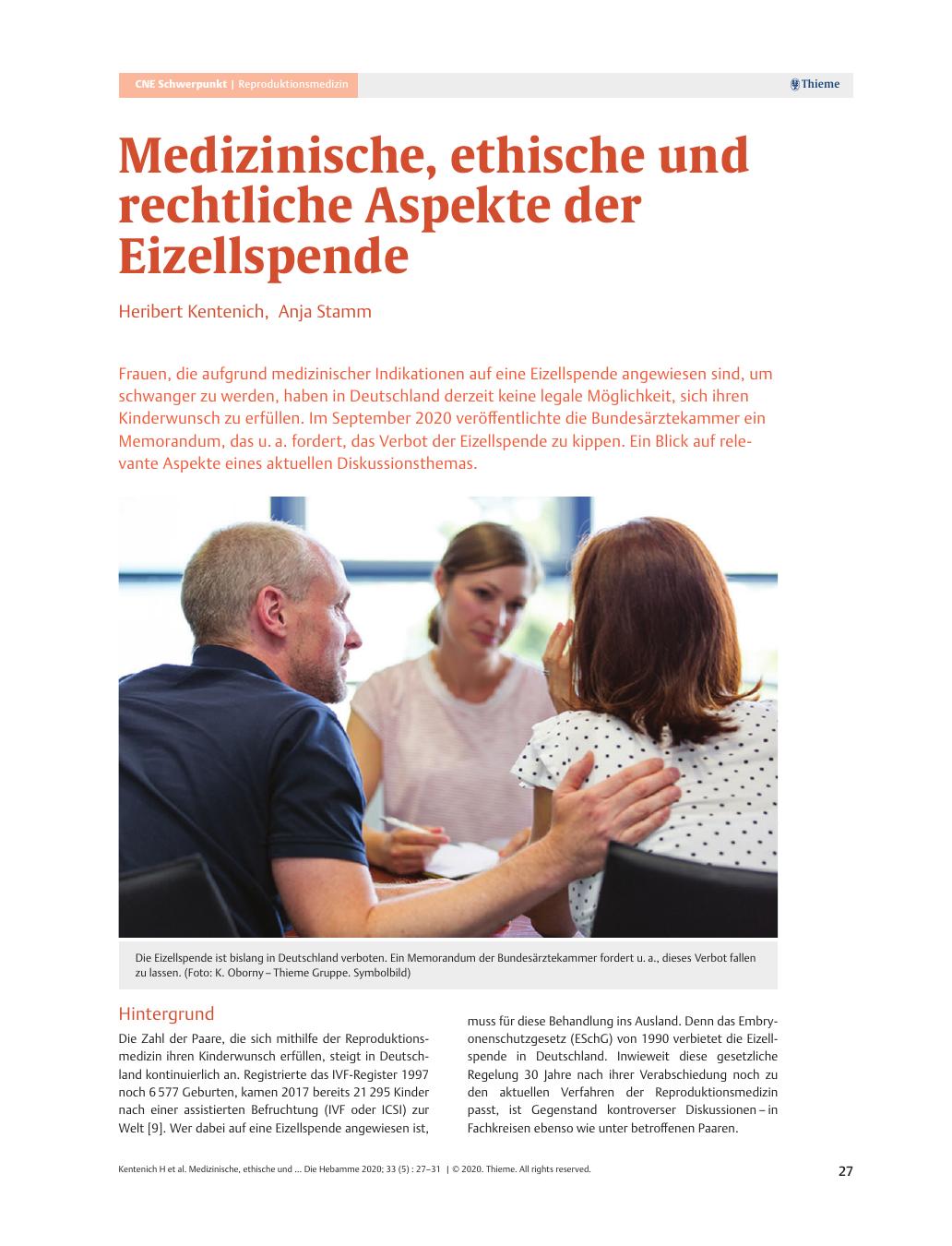 Vorschauseite 1: Medizinische, ethische und rechtliche Aspekte der Eizellspende