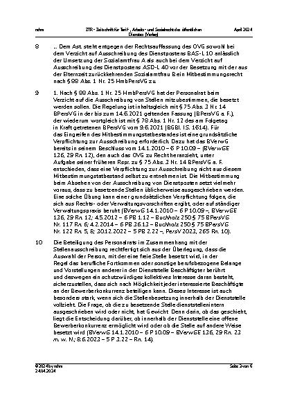 Vorschauseite 3: III. Personalvertretungsund Betriebsverfassungsrecht Mitbestimmung bei Absehen von Ausschreibung