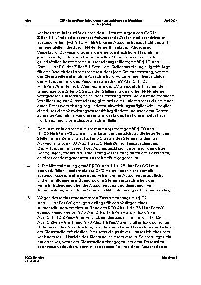 Vorschauseite 5: III. Personalvertretungsund Betriebsverfassungsrecht Mitbestimmung bei Absehen von Ausschreibung
