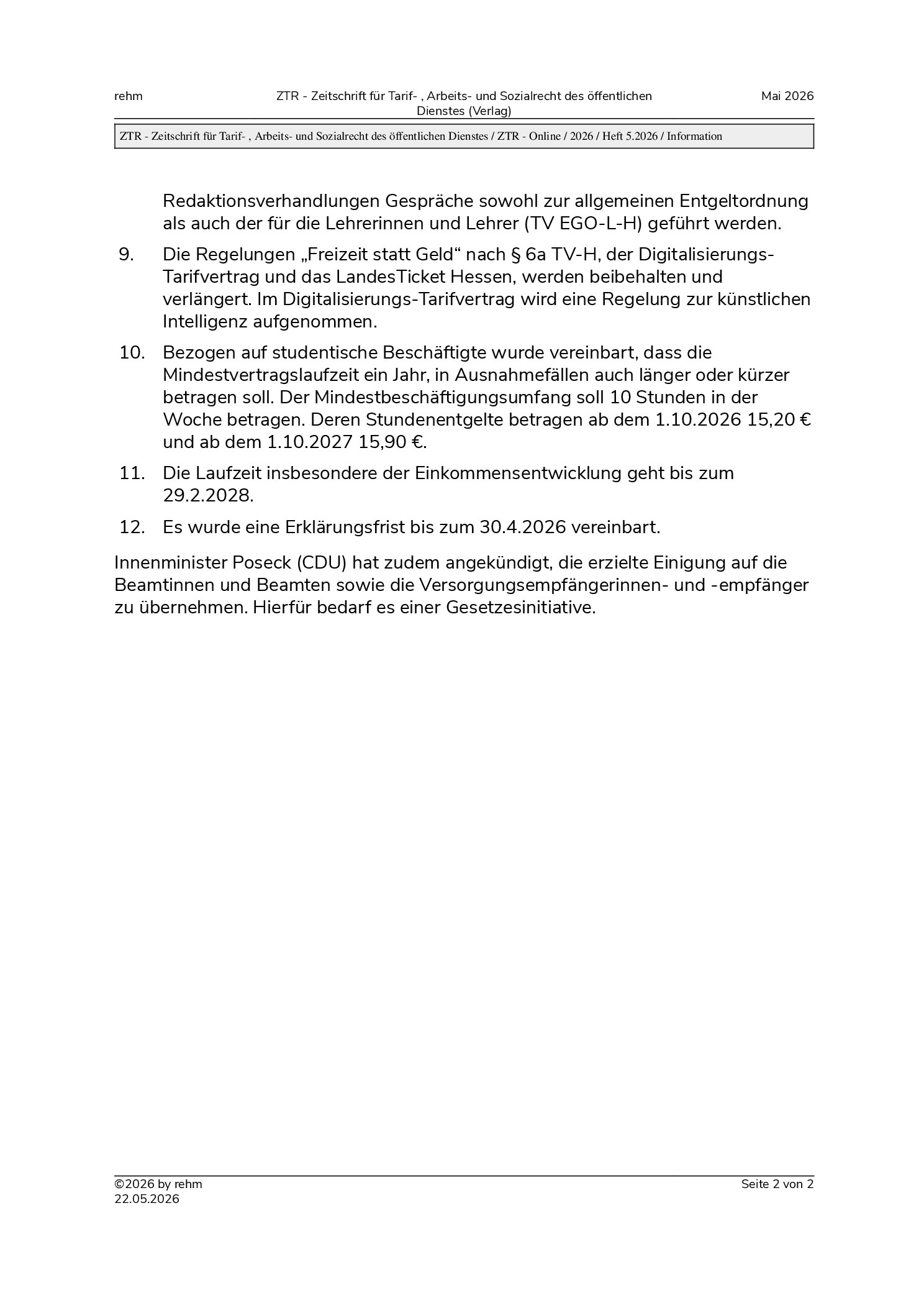 Vorschauseite 2: Tarifeinigung Hessen