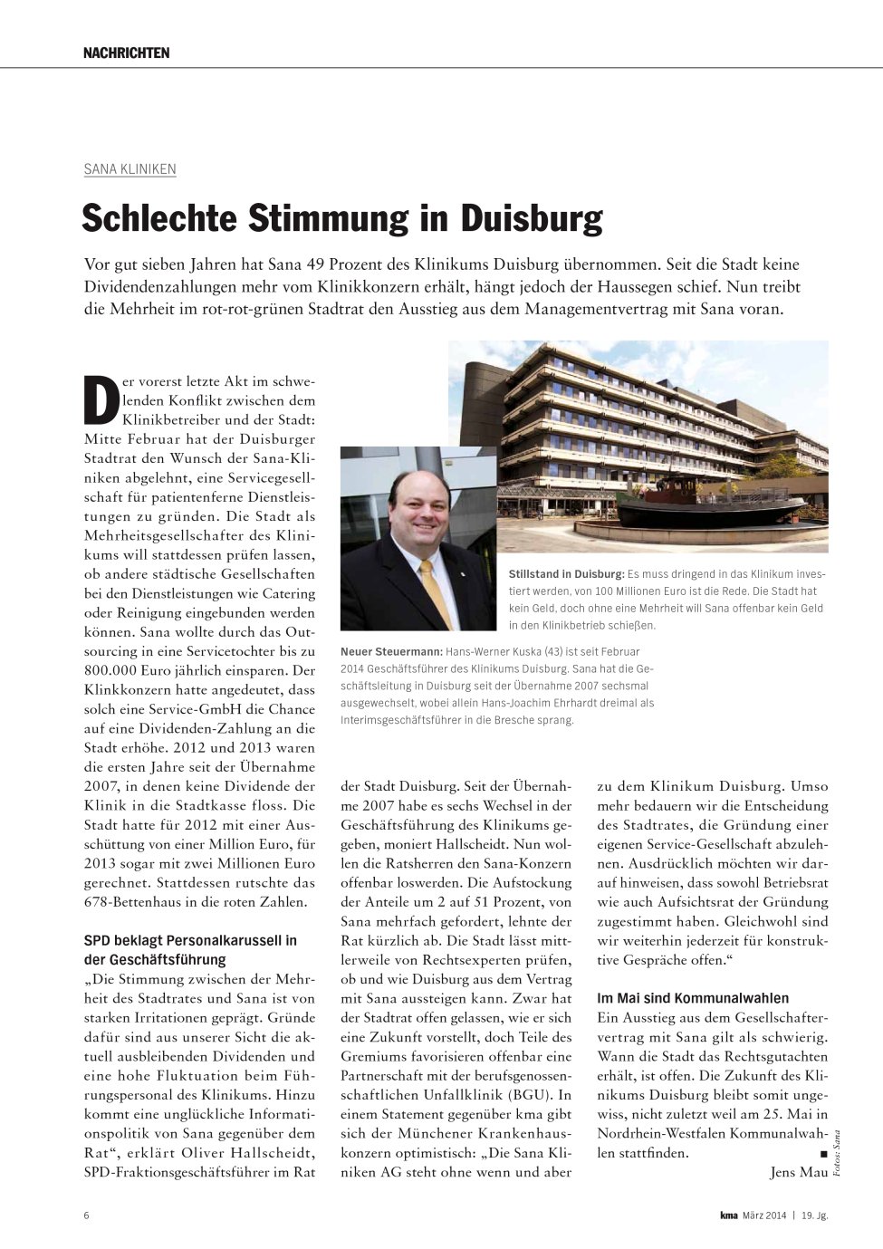 Vorschauseite 1: Schlechte Stimmung in Duisburg