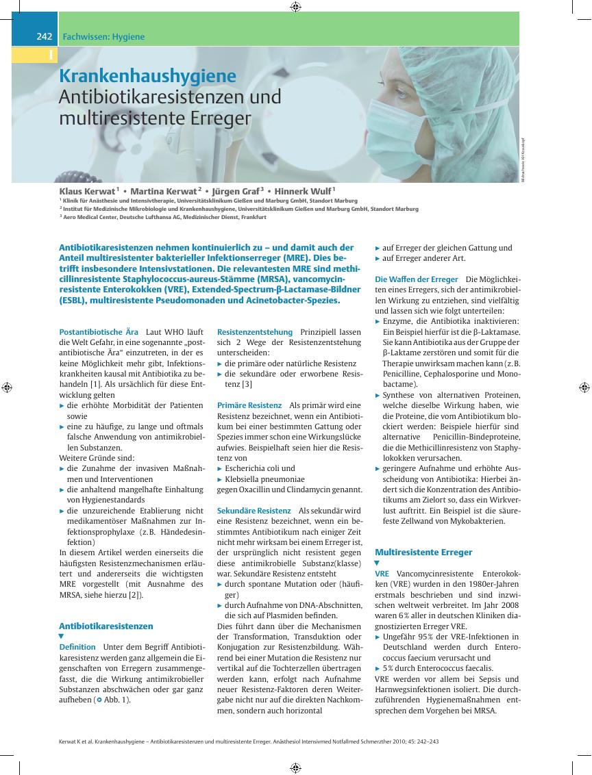 Vorschauseite 1: Krankenhaushygiene – Antibiotikaresistenzen und multiresistente Erreger