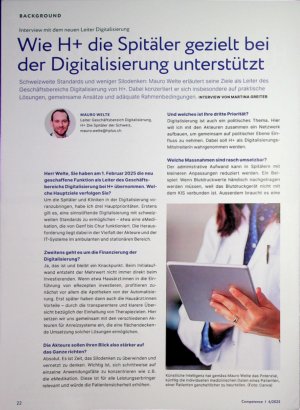 Vorschauseite 1: Wie H+ die Spitäler gezielt bei der Digitalisierung unterstützt