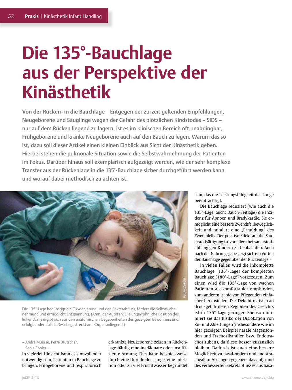 Vorschauseite 1: Die 135°-Bauchlage aus der Perspektive der Kinästhetik
