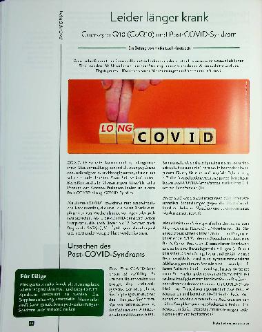Vorschauseite 1: Leider länger krank Coenzym Q10 (CoQ10) und Post-COVID-Syndrom