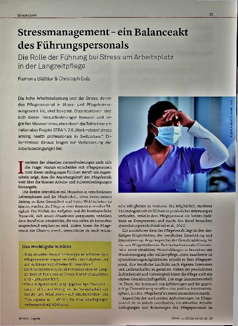 Vorschauseite 1: Stressmanagement - ein Balanceakt des Führungspersonals Die Rolle der Führung bei Stress am Arbeitsplatz in der Langzeitpflege