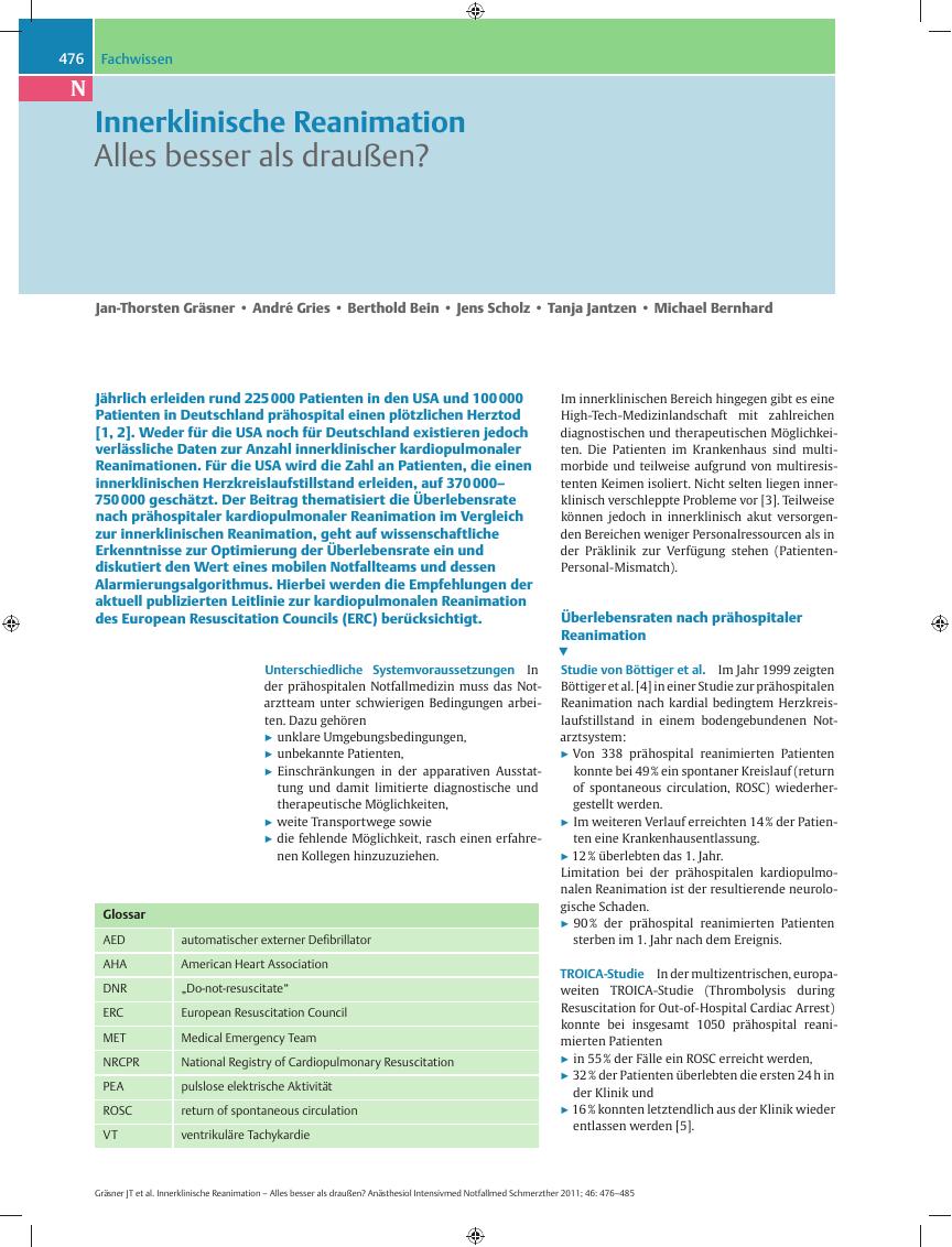 Vorschauseite 1: Innerklinische Reanimation – Alles besser als draußen?