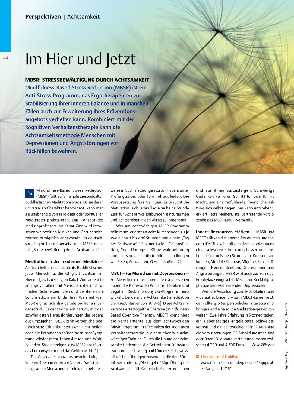 Vorschauseite 1: Im Hier und Jetzt ? MBSR: Stressbewältigung durch Achtsamkeit