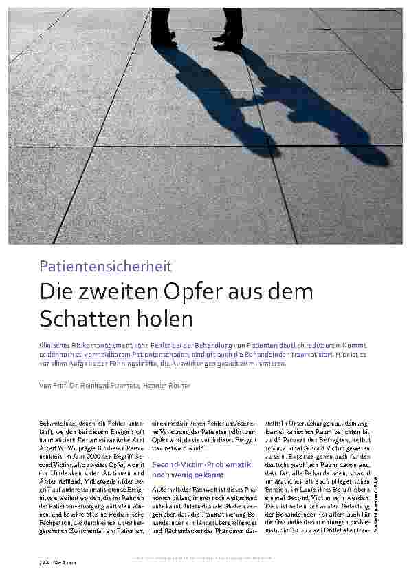 Vorschauseite 1: Patientensicherheit: Die zweiten Opfer aus dem Schatten holen