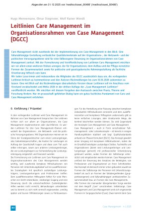 Vorschauseite 1: Leitlinien Care Management im Organisationsrahmen von Case Management (DGCC)