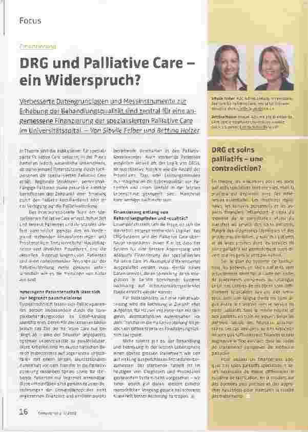 Vorschauseite 1: DRG und Palliative Care - ein Widerspruch?