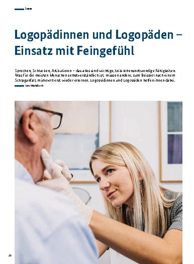 Vorschauseite 1: Logopädinnen und Logopäden – Einsatz mit Feingefühl