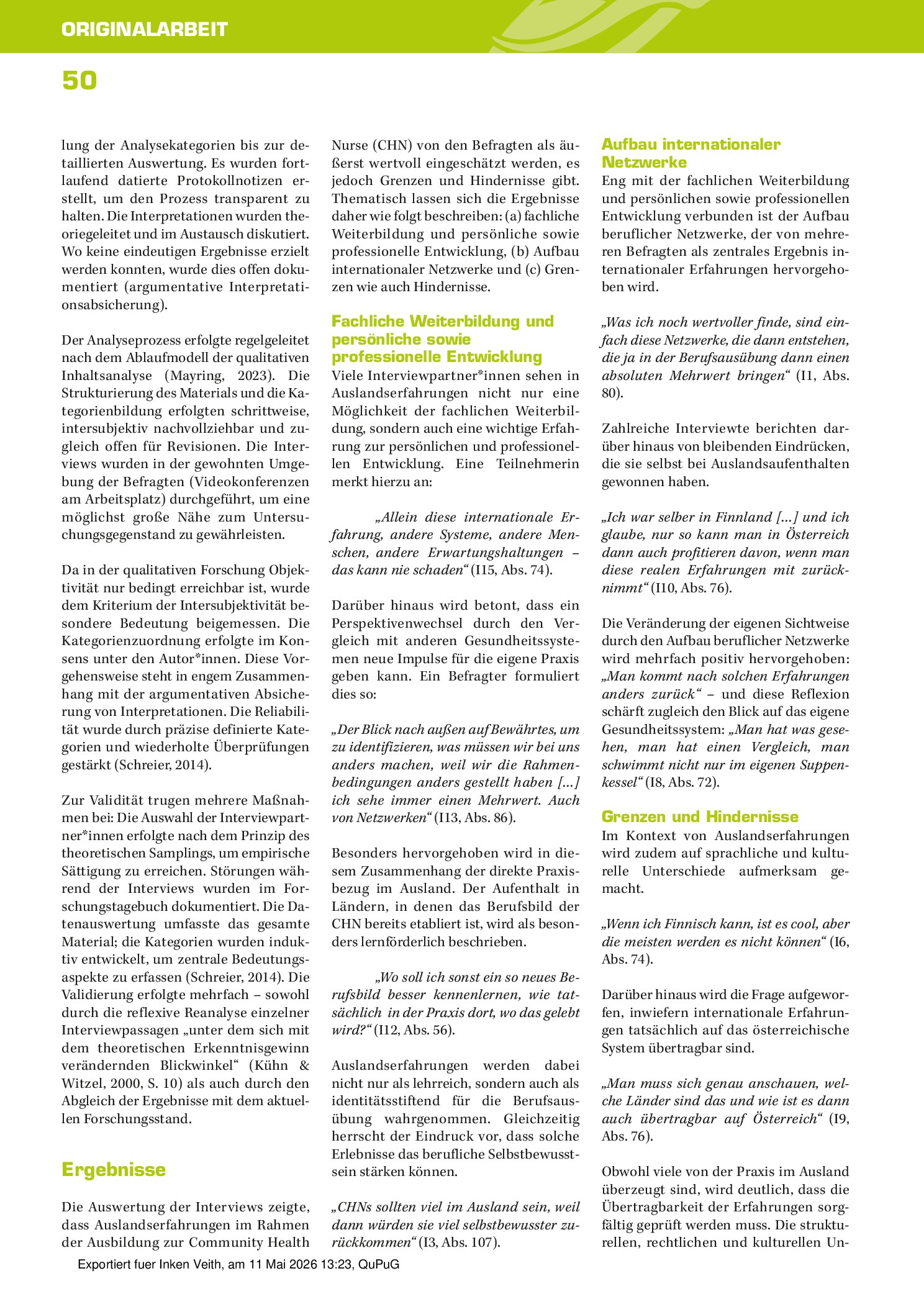 Vorschauseite 5: Die Integration internationaler Praxiserfahrungen in die Ausbildung zur Community Health Nurse in Österreich: Eine qualitative Analyse