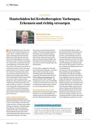 Vorschauseite 1: Hautschäden bei Krebstherapien: Vorbeugen, Erkennen und richtig versorgen