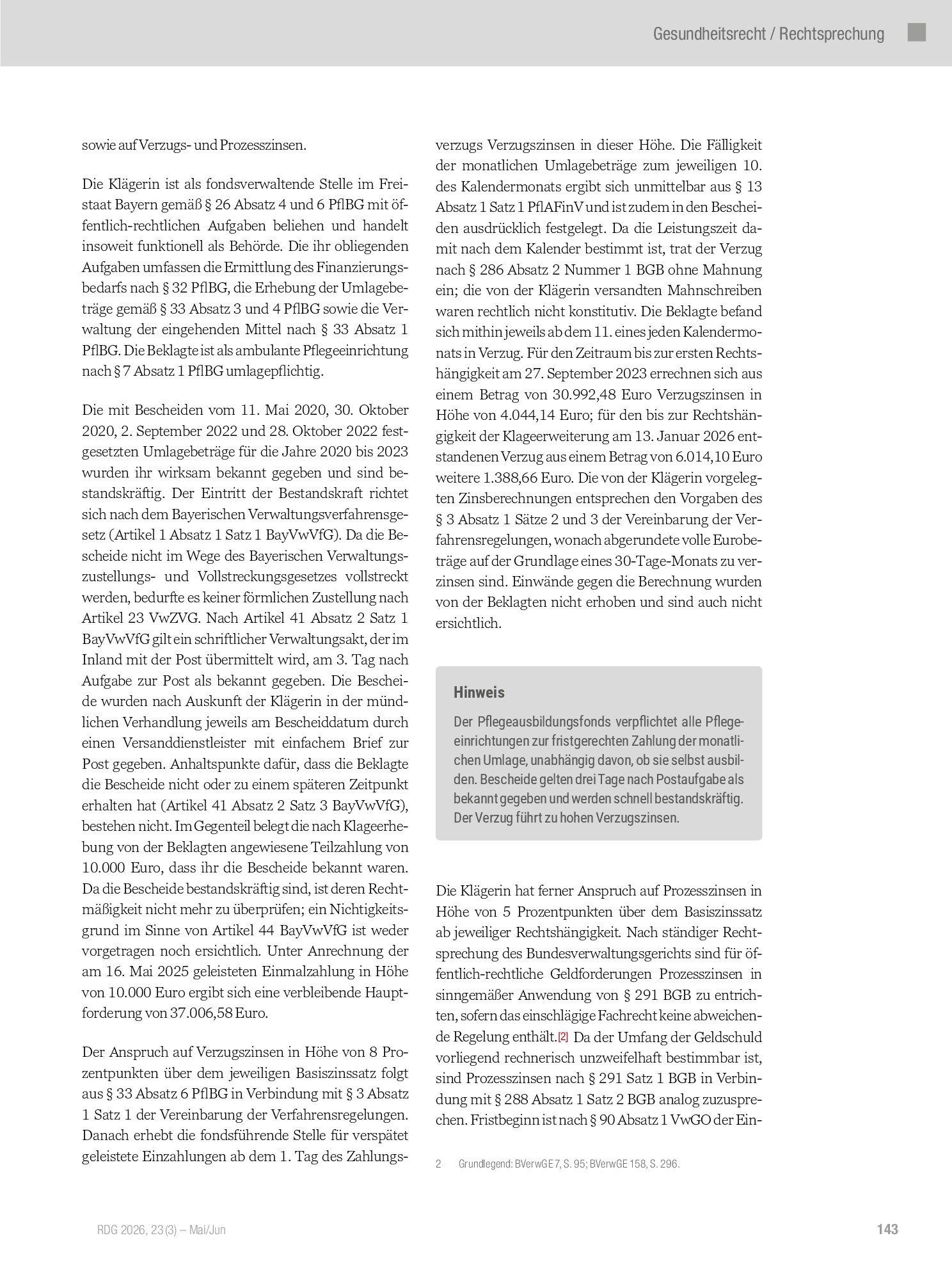 Vorschauseite 2: Zahlung von Umlagebeträgen in den Pflegeausbildungsfonds