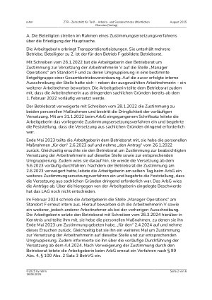 Vorschauseite 2: III. Personalvertretungsund Betriebsverfassungsrecht Zustimmungsersetzungsverfahren – Erledigung der Hauptsache