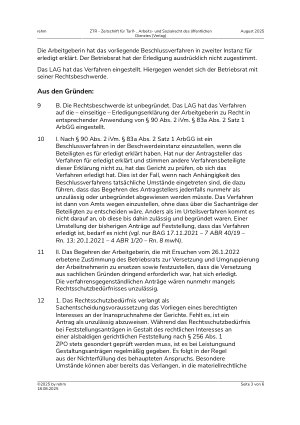 Vorschauseite 3: III. Personalvertretungsund Betriebsverfassungsrecht Zustimmungsersetzungsverfahren – Erledigung der Hauptsache