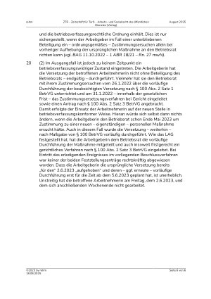 Vorschauseite 6: III. Personalvertretungsund Betriebsverfassungsrecht Zustimmungsersetzungsverfahren – Erledigung der Hauptsache