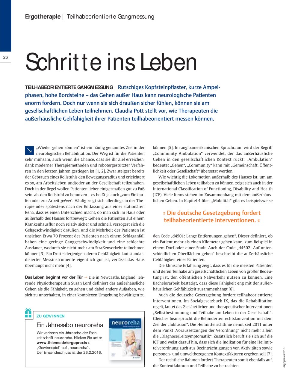 Vorschauseite 1: Schritte ins Leben ? Teilhabeorientierte Gangmessung