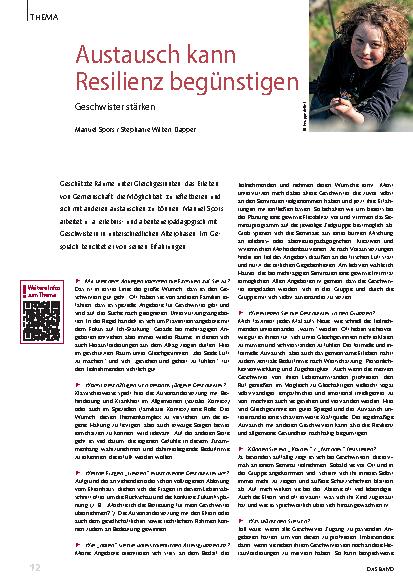 Vorschauseite 1: Austausch kann Resilienz begünstigen, Geschwister stärken.