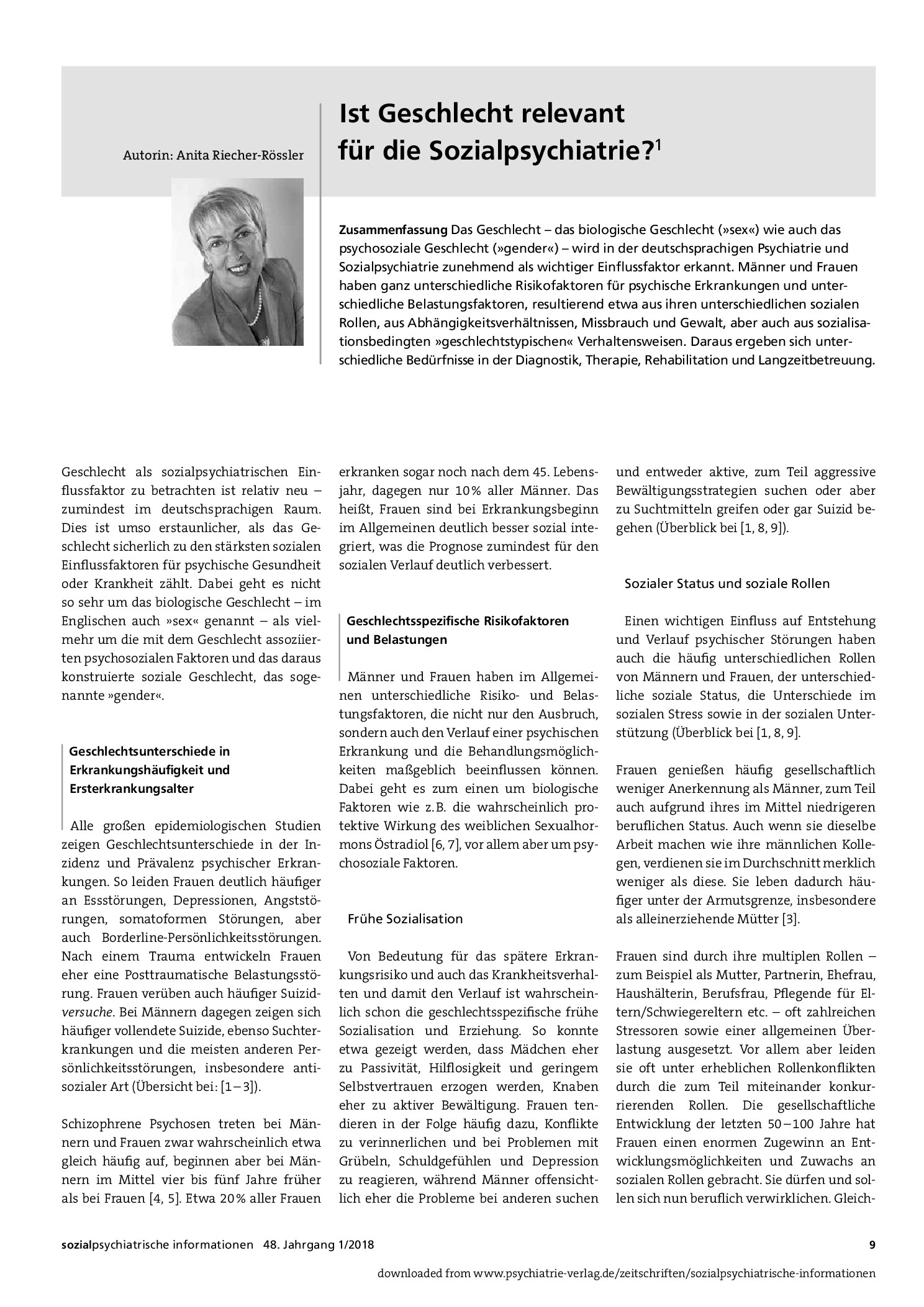 Vorschauseite 1: Ist Geschlecht relevant für die Sozialpsychiatrie?