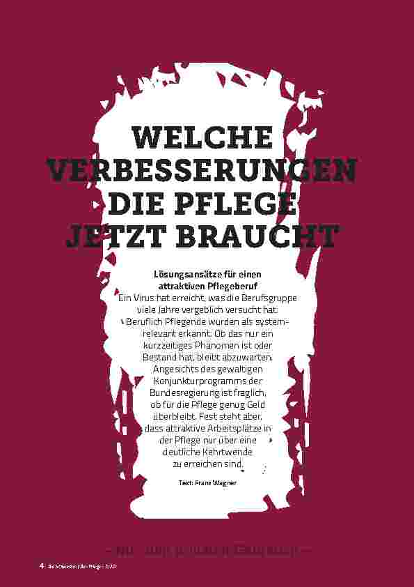 Vorschauseite 1: Welche Verbesserungen die Pflege jetzt braucht.